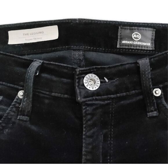 AG ADRIANO GOLDSCHIED LEGGINGS SUPER SKINNY VELVET BLACK ANKLE PANT SZ 26 - Picture 7 of 10
